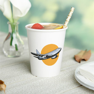 Retro Airplane Vintage Jet Travel Art Design Paper Cups