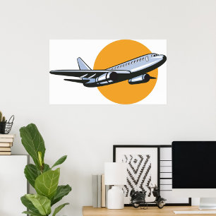 Retro Airplane Vintage Jet Travel Art Design Poster