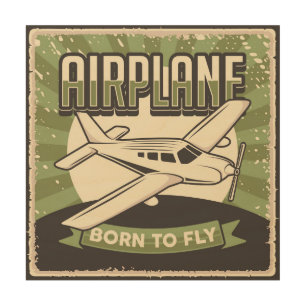 Retro Airplane Wood Wall Art