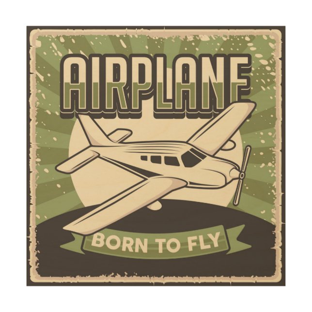 Retro Airplane Wood Wall Art (Front)