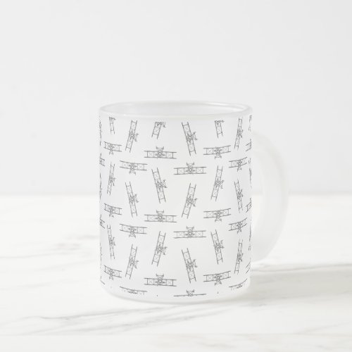 Retro Airplanes Aviation Art CUSTOM BG COLOR Frosted Glass Coffee Mug