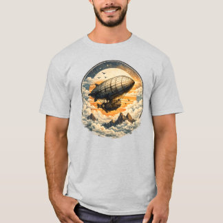 Retro Airship Explorer Vintage Steampunk Sky Adven T-Shirt