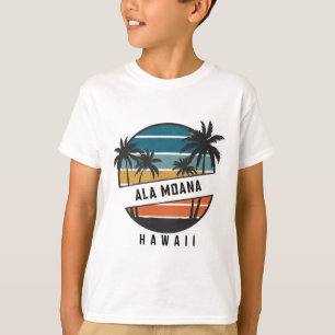 Retro Ala Moana Beach Hawaii Surfboard Surfing  T-Shirt