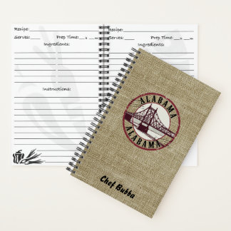 Retro Alabama Bridge Stamp Personalized Recipe Notebook