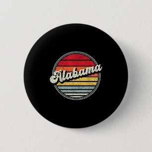 Retro Alabama Home State Cool 70s Style Sunset Men Button