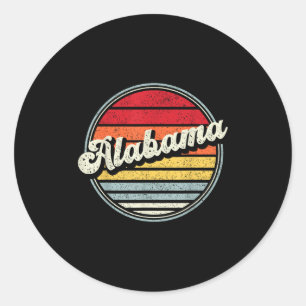 Retro Alabama Home State Cool 70s Style Sunset Men Classic Round Sticker