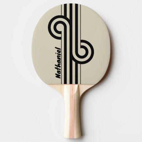 Retro Alabaster Dual Stripe Loop with Name Ping Pong Paddle