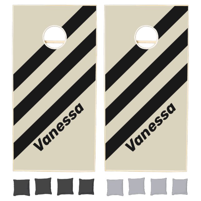 Retro Alabaster Three Stripes with Name Cornhole Set (Set)