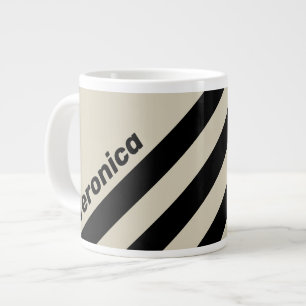 Retro Alabaster Three Stripes with Name Giant Coffee Mug