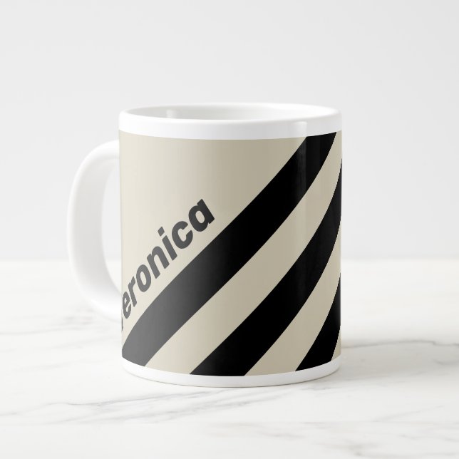 Retro Alabaster Three Stripes with Name Giant Coffee Mug (Front Left)