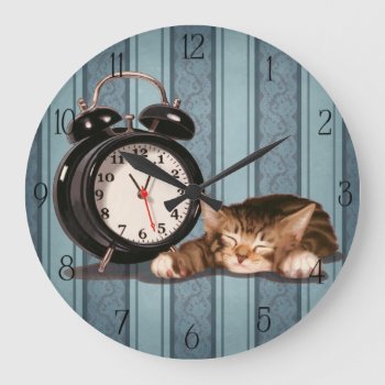 Retro Alarm Clock And Kitty by MarylineCazenave at Zazzle