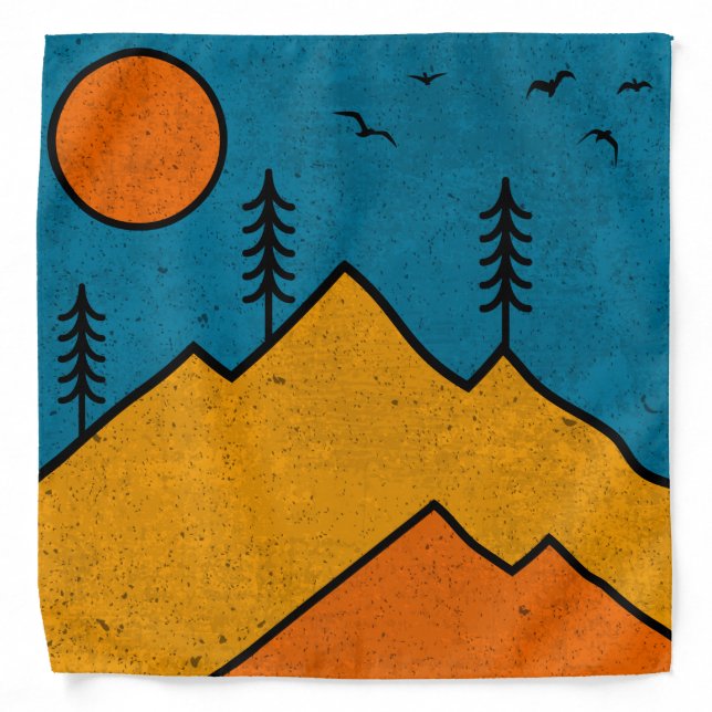 Retro Alaska Anchorage Mountain Souvenir 80s Bandana (Front)