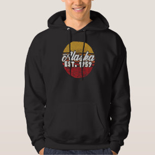 Retro Alaska Est 1959 The Last Frontier State Map Hoodie
