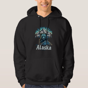 Retro Alaska Home State AK Mountain Sunset Vintage Hoodie