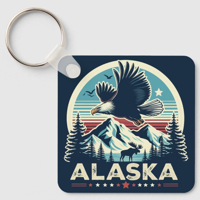 Retro Alaska Keychain (Front)