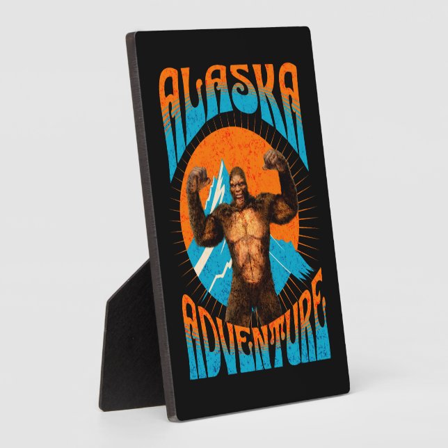 Retro Alaska Sasquatch Mountain Adventure Plaque (Side)