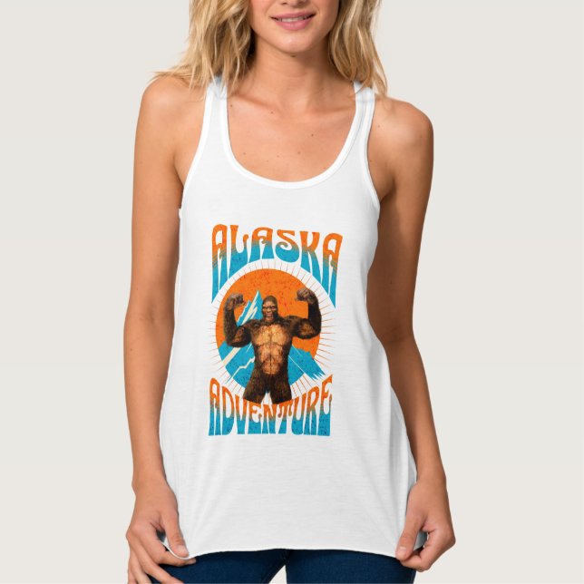 Retro Alaska Sasquatch Mountain Adventure Tank Top (Front)