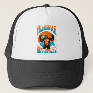 Retro Alaska Sasquatch Mountain Adventure Trucker Hat