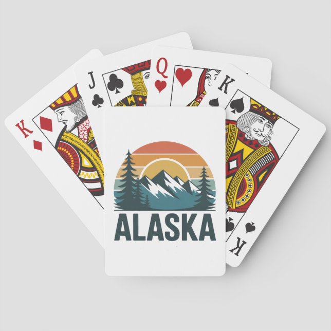 Retro Alaska Sunset Adventure  Poker Cards (Back)