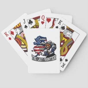 Retro Alaska The Last Frontier Ice Hockey Bear Map Poker Cards