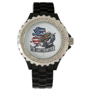Retro Alaska The Last Frontier Ice Hockey Bear Map Watch