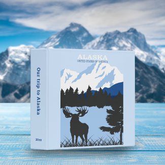 Retro Alaskan Moose Travel Poster Scrapbook Blue