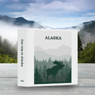 Retro Alaskan Moose Travel Poster Scrapbook Green 3 Ring Binder
