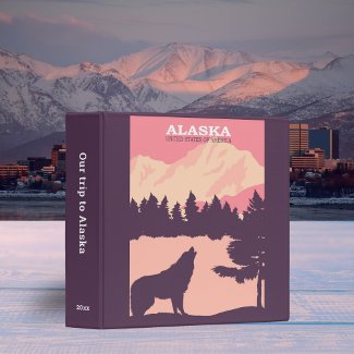 Retro Alaskan Wolf Travel Poster Scrapbook
