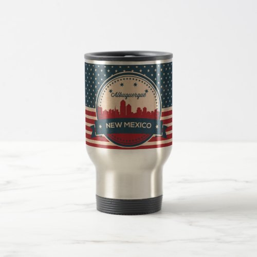 Retro Alberquerque New Mexico Skyline Travel Mug