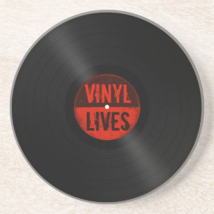 Retro Album Vinyl Lives Drink Coaster