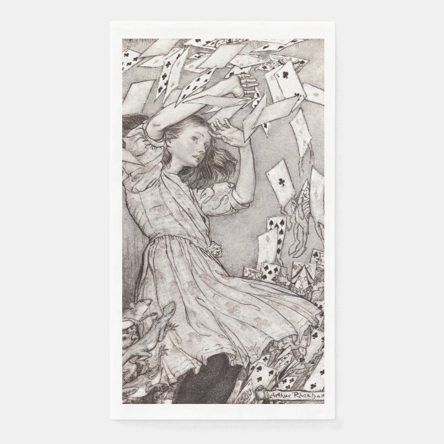 Retro Alice Falling Cards Victorian Design Paper Guest Towels (Front)
