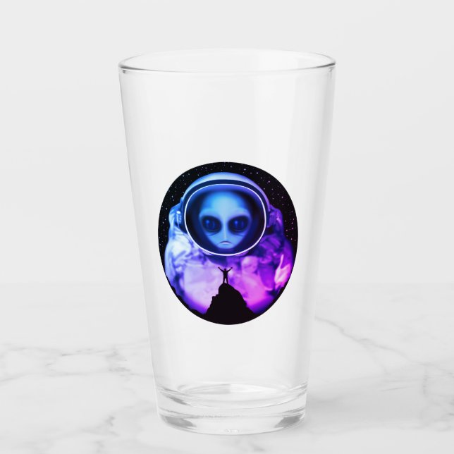 Retro Alien Astronaut Glass (Front)