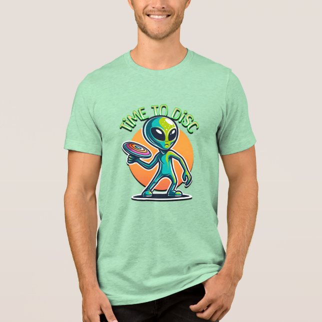 Retro Alien Disc Golf Tri-Blend Shirt (Front)
