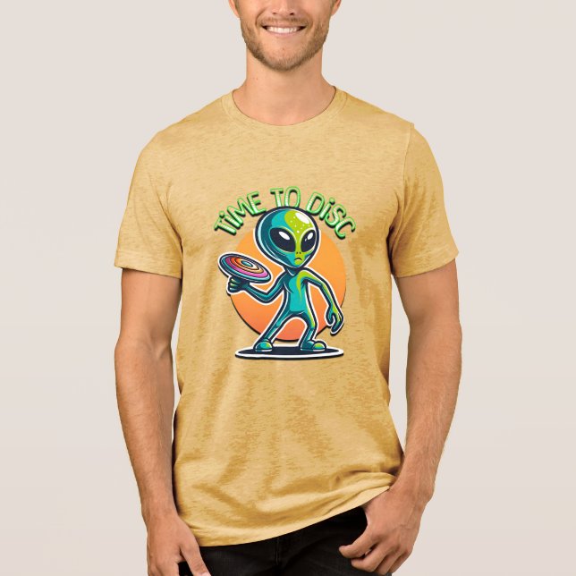Retro Alien Disc Golf Tri-Blend Shirt (Front)