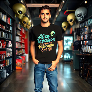 Retro "Alien Invasion – Humans Welcome… Sort of! T-Shirt