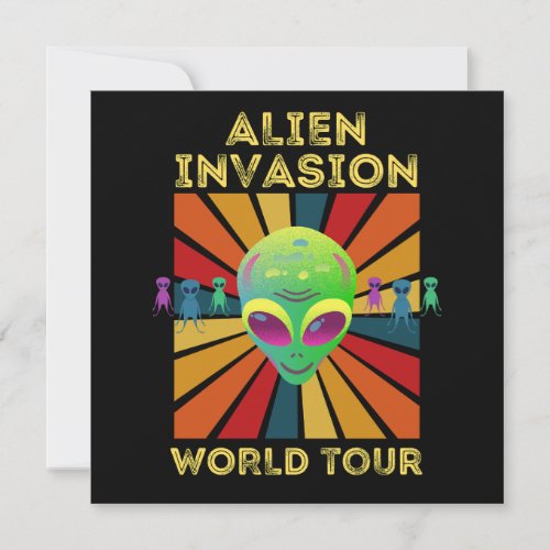 Retro Alien Invasion World Tour Flat Card 