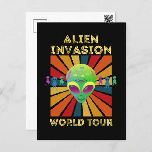 Retro Alien Invasion World Tour Postcard