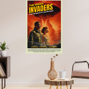 Retro Alien Sci-Fi Movie Inspired Wall Poster