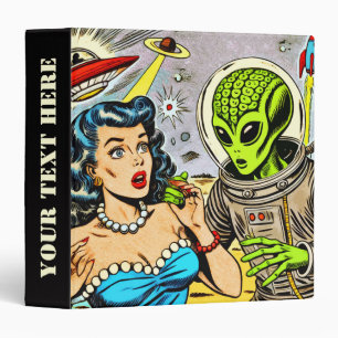 Retro Alien Science Fiction Comics 3 Ring Binder