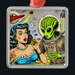 Retro Alien Science Fiction Comics Metal Ornament<br><div class="desc">Retro Alien Science Fiction Comics</div>
