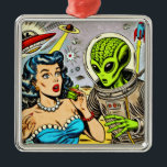 Retro Alien Science Fiction Comics Metal Ornament<br><div class="desc">Retro Alien Science Fiction Comics</div>