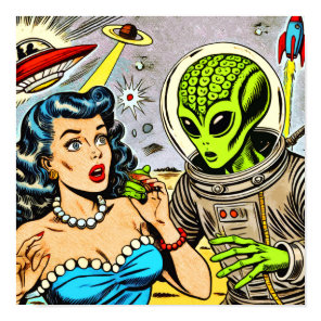 Retro Alien Science Fiction Comics Poster