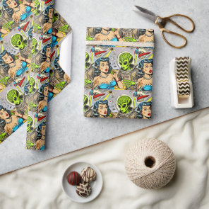 Retro Alien Science Fiction Comics Wrapping Paper