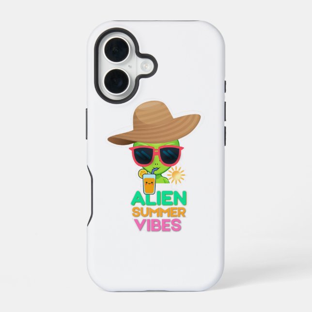 Retro Alien Summer Beach Vibes iPhone Case (Back)
