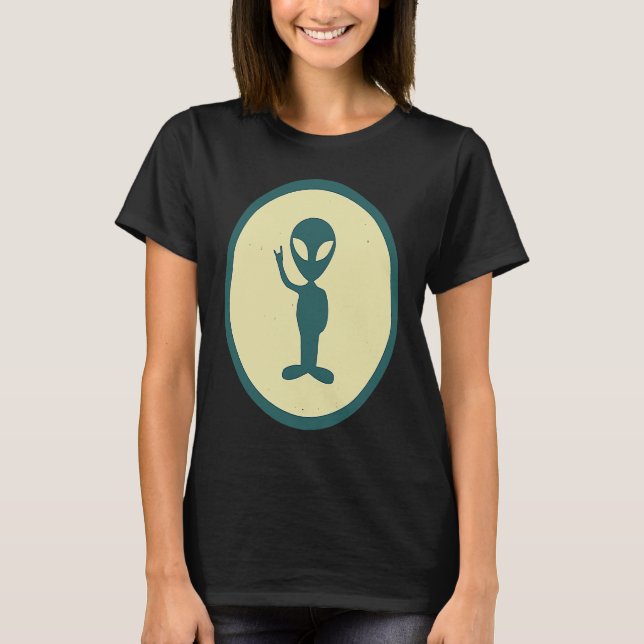 Retro Alien Vintage UFO T-Shirt (Front)