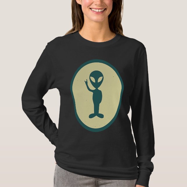 Retro Alien Vintage UFO T-Shirt (Front)