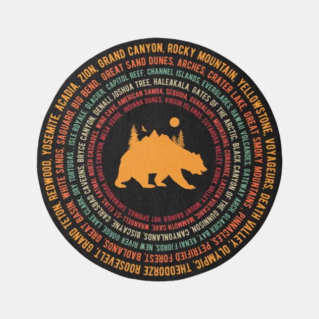 Retro All 63 US National Parks Outdoor Rug (Front)