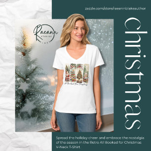 Retro All Booked for Christmas V-Neck T-Shirt