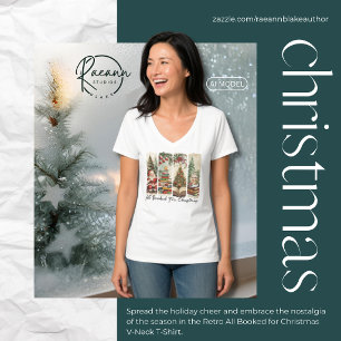 Retro All Booked for Christmas V-Neck T-Shirt