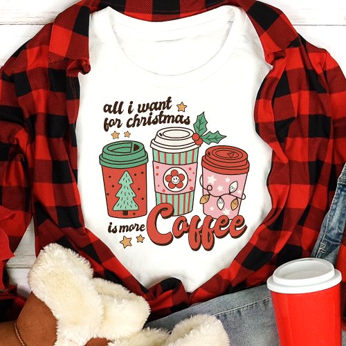 Retro All I Want for Christmas Coffee Lover Tri_Blend Shirt